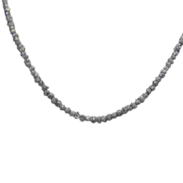 Große graue Halskette mit Rohdiamantperlen und Silberverschluss