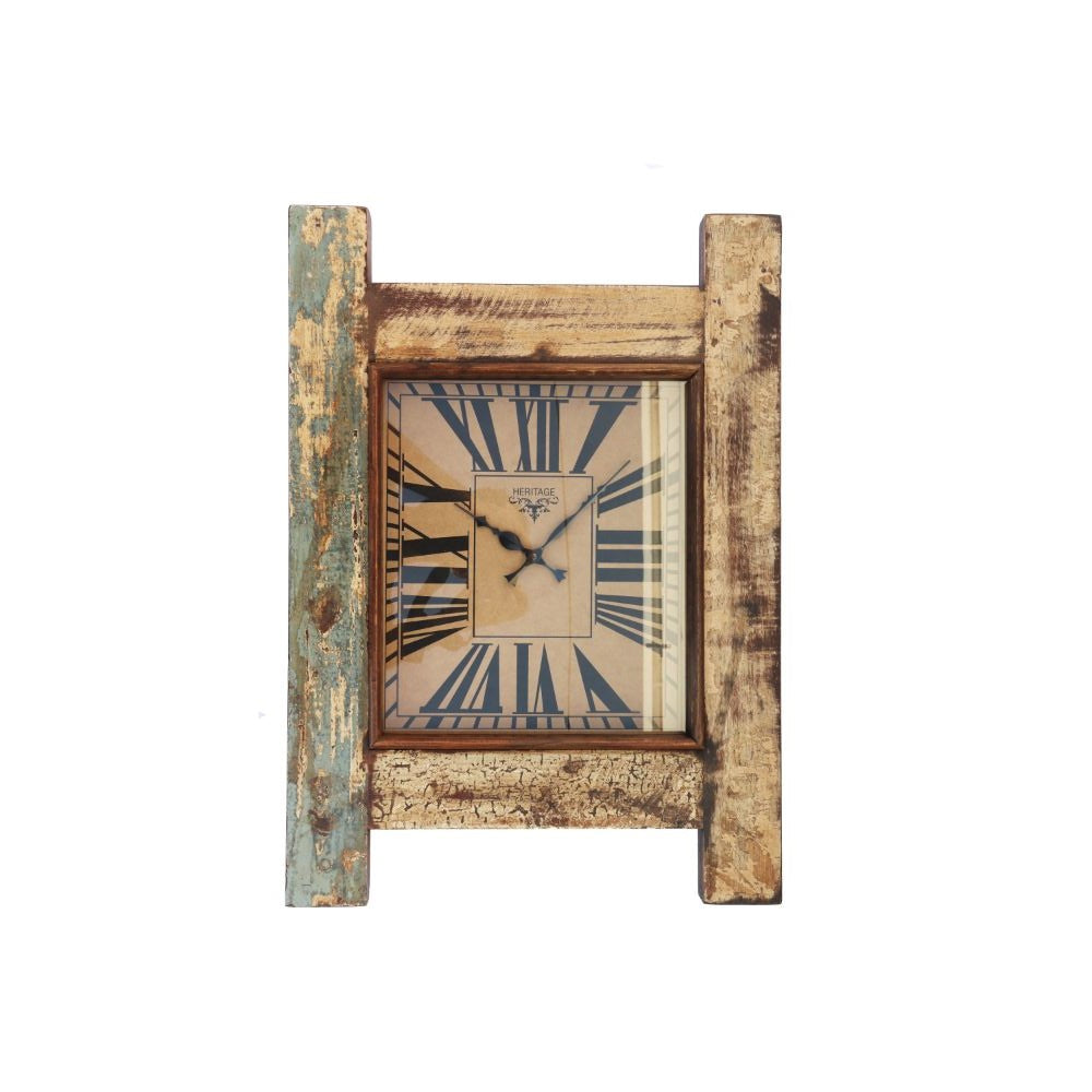 Rechteckige Uhr aus recyceltem Holz