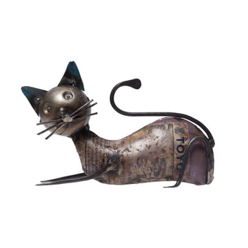 Recycelte sitzende Katzenfigur