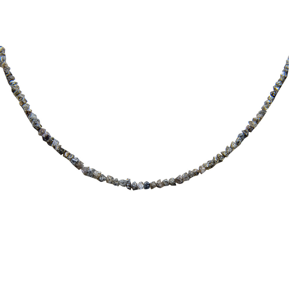 Große braune Halskette mit Rohdiamantperlen und Silberverschluss