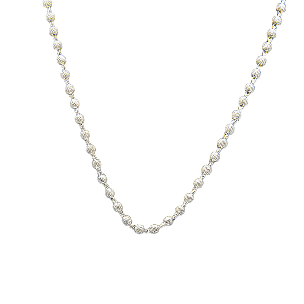 Halskette mit versilberten Perlen und Pfefferkorn-Textur