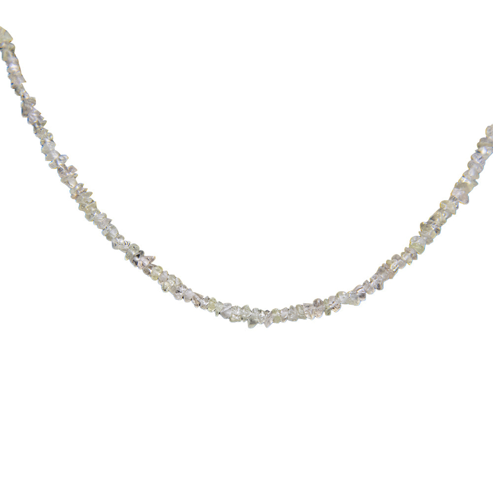 Halskette aus weißen Rohdiamantperlen mit Silberverschluss