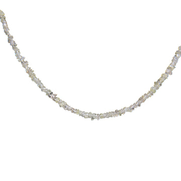 Halskette aus weißen Rohdiamantperlen mit Silberverschluss