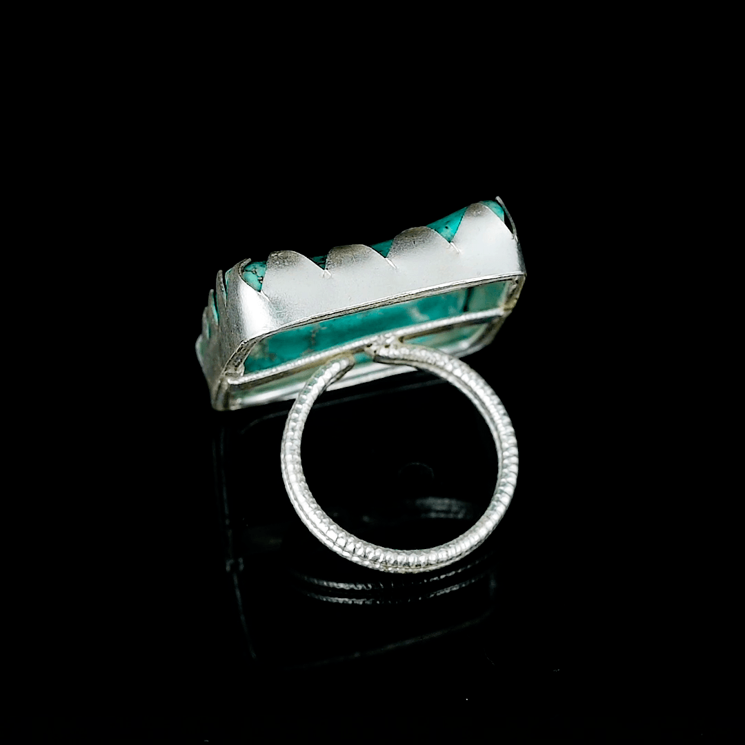 Turquoise Rough Gemstone Adjustable Ring - DeKulture DKW-1069-RGJ