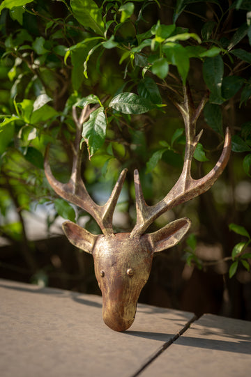 Vintage Gold Reindeer Iron Wall Mount