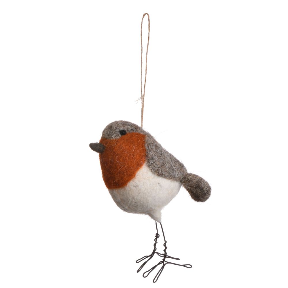 Rotkehlchen-Vogel-Nadelfilz-Ornament