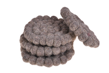 New Zealand Wool Ball Coasters , Natural Grey