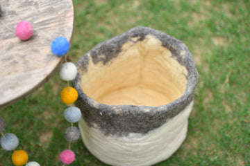 New Zealand Wool Basket ( Dyed Light Grey On Base)