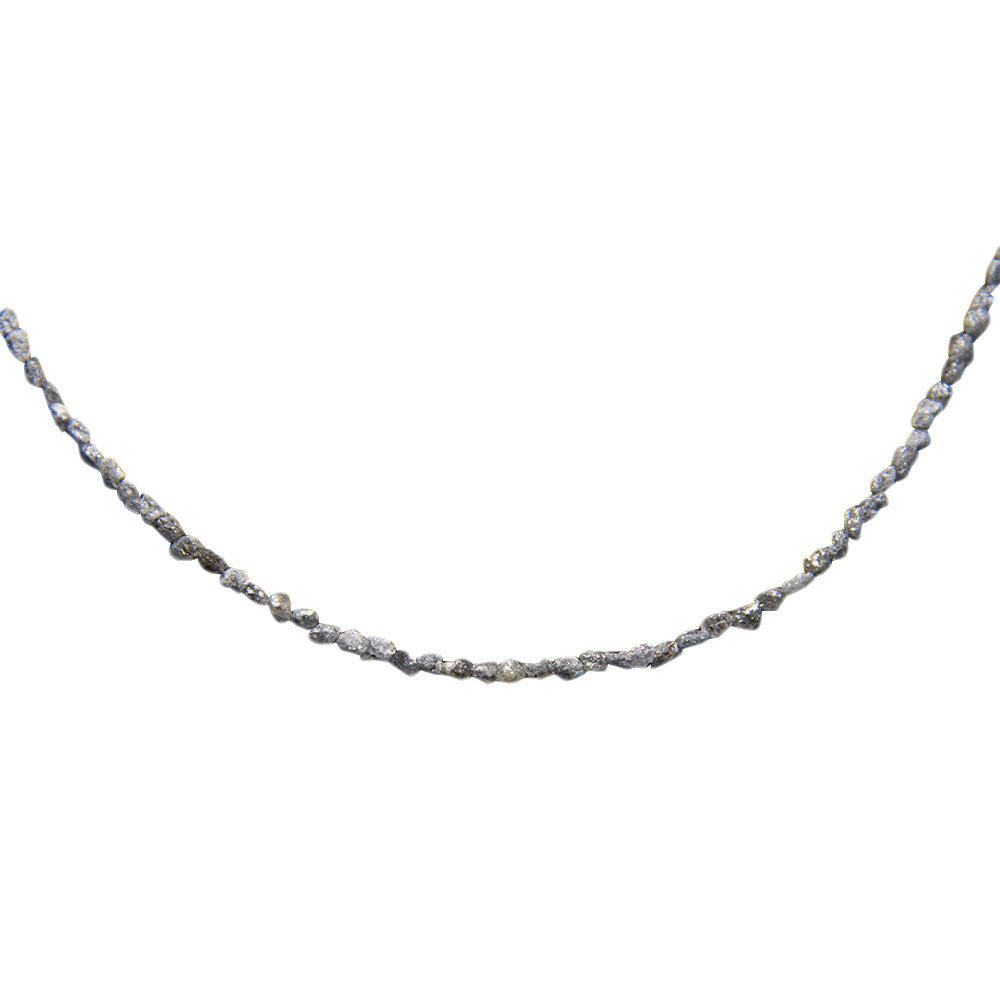 Kleine Halskette aus grauen Rohdiamantperlen mit Silberverschluss